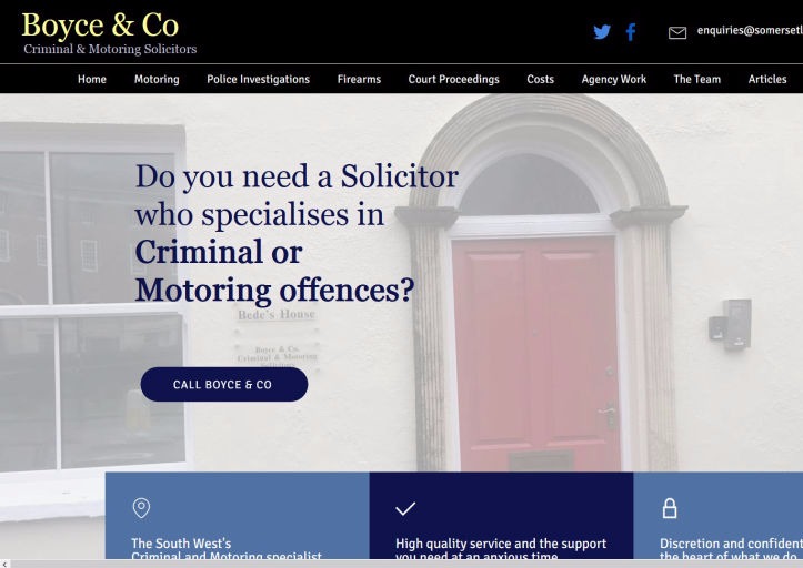 Screenshot of Boyce Solicitors website